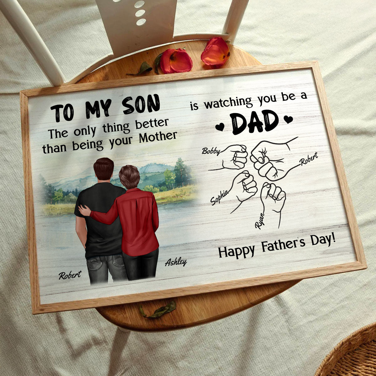From Mom Dad To Son Watching You Be A Dad Blue Theme Personalized Poster, Gift For Son