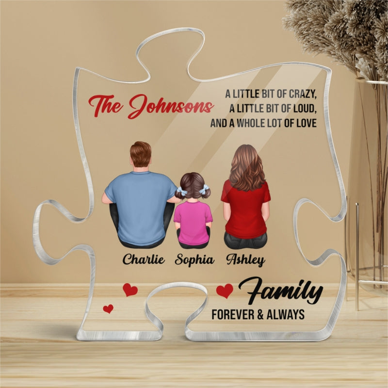 Family Members Back View Forever & Always Personalized Puzzle Acrylic Block Plaque