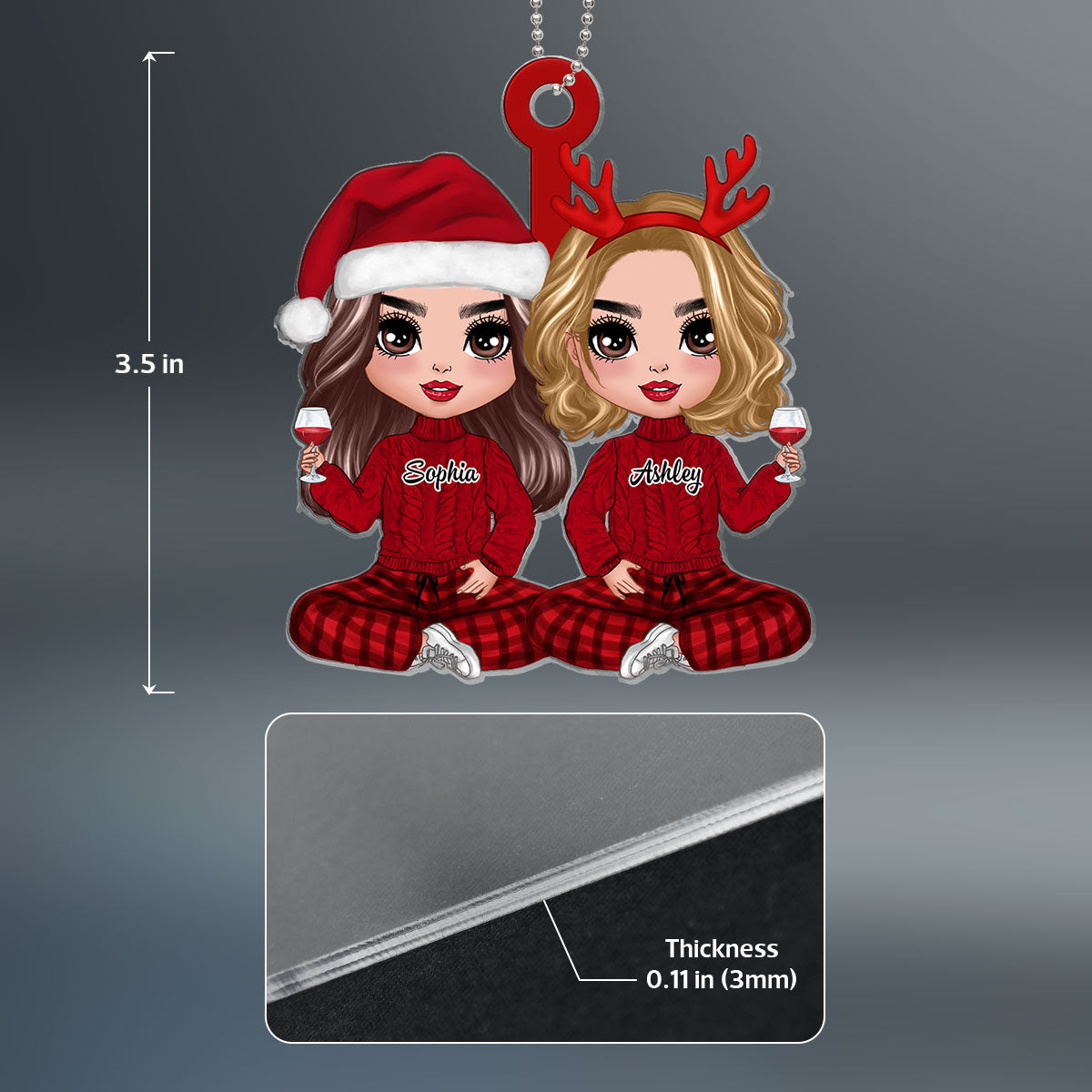 Christmas Happy Doll Best Friends Personalized Acrylic Ornament