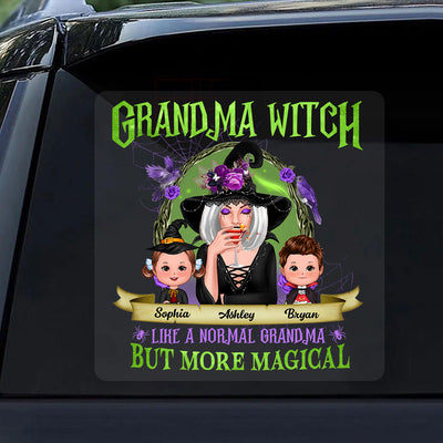 Green And Purple Halloween Grandma And Kids Personalized Decal, Halloween Decor