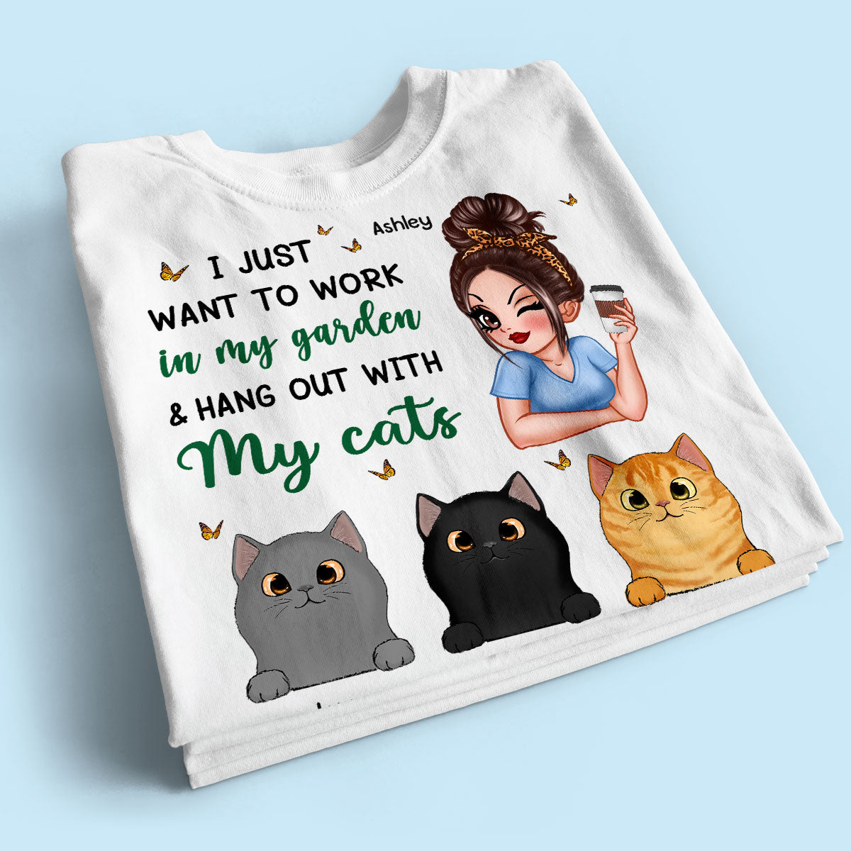 Work In My Garden And Hang Out With My Cats Plant Lady Personalized Shirt