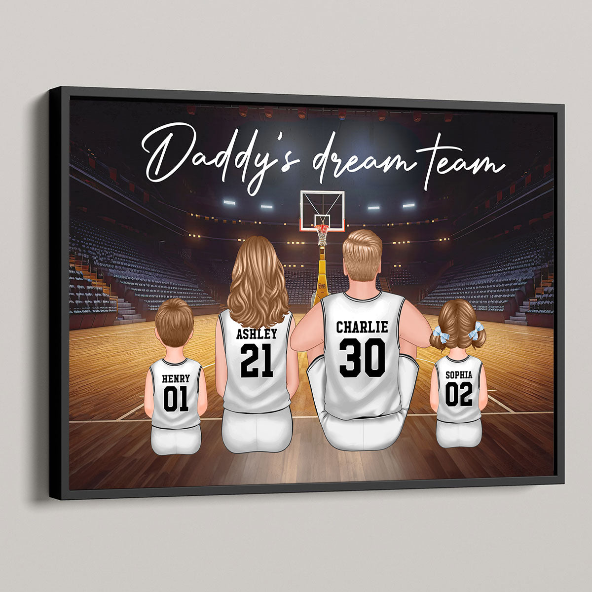Basketball Team Personalized Family Poster Custom Gift for Dad Husband or Home Decor