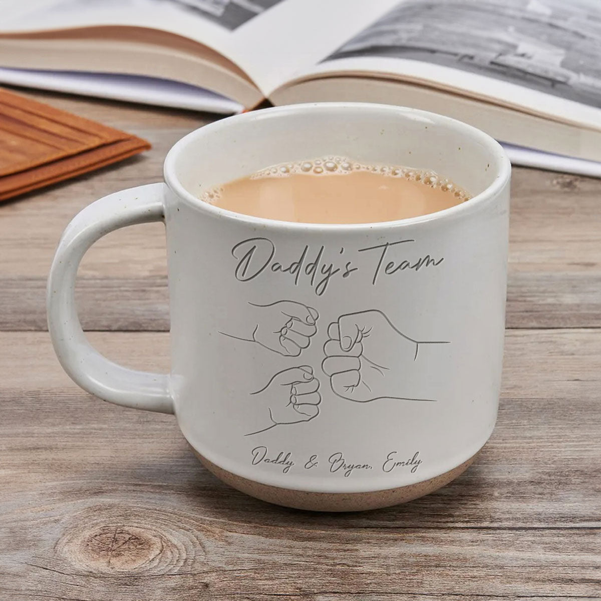 Daddy's Team Fist Bump Personalized Pottery Mug