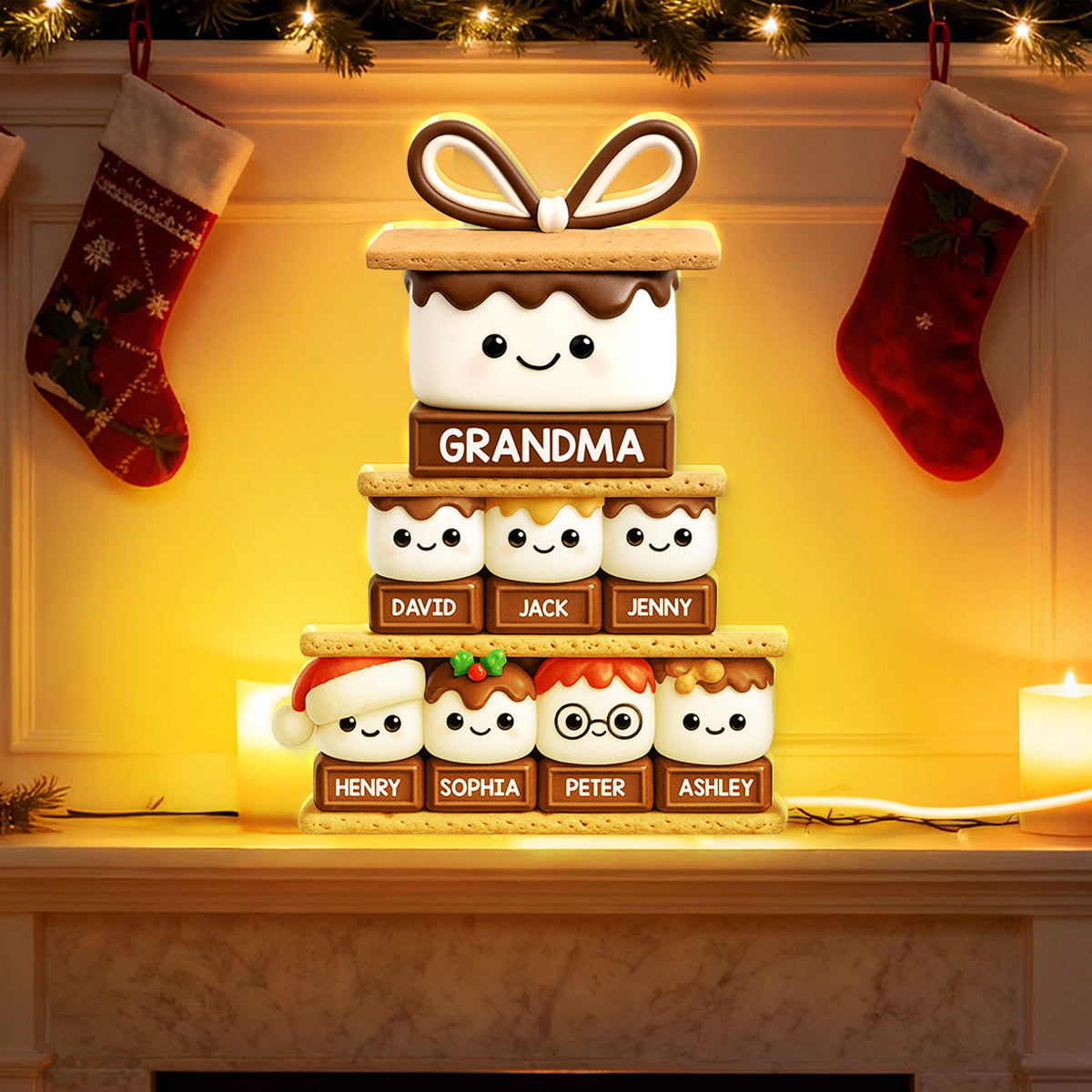 3D Effect Happy Smores Grandma Grandkids - Personalized Light Box - Christmas Gift For Grandmas