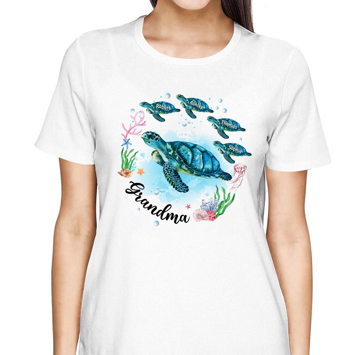 Grandma Mom Turtles Summer Personalized Shirt