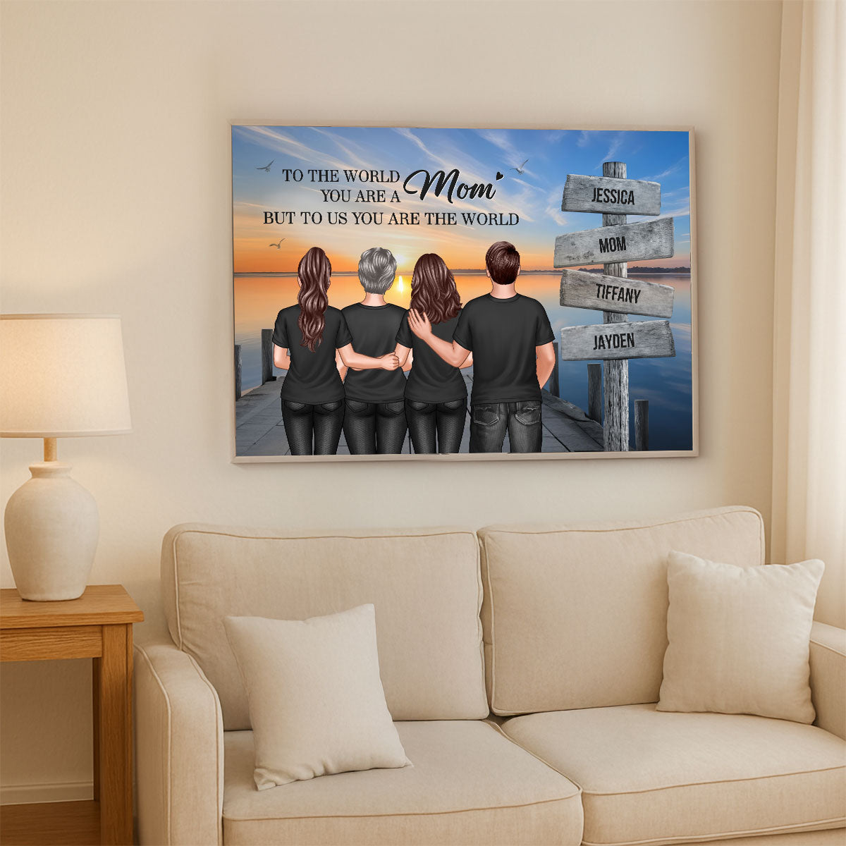 You Are The World Woman & Kids Sign Post Personalized Poster, Heartfelt Gift For Mom