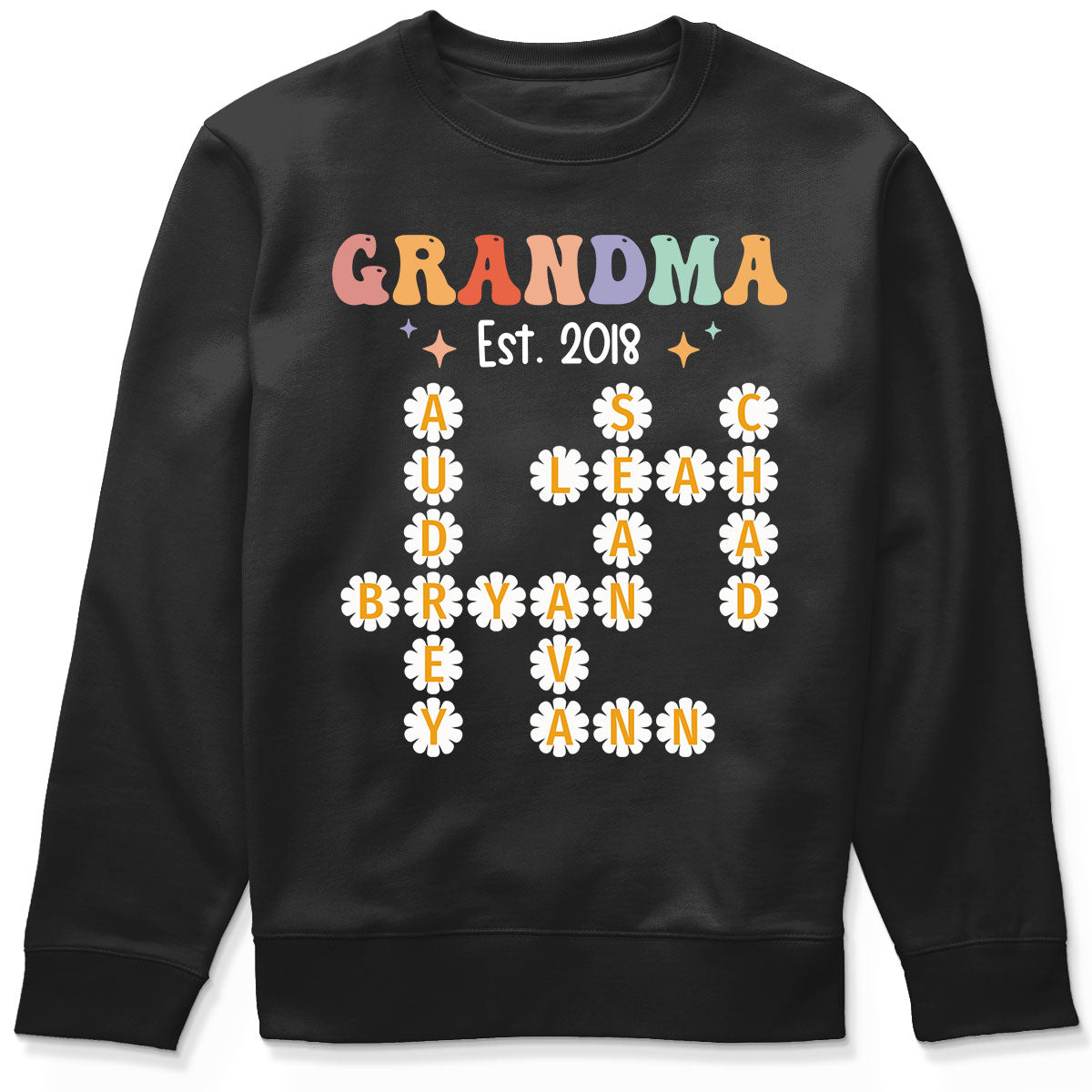 Grandma Mom Daisy Flower Crossword Art Puzzle Personalized Shirt