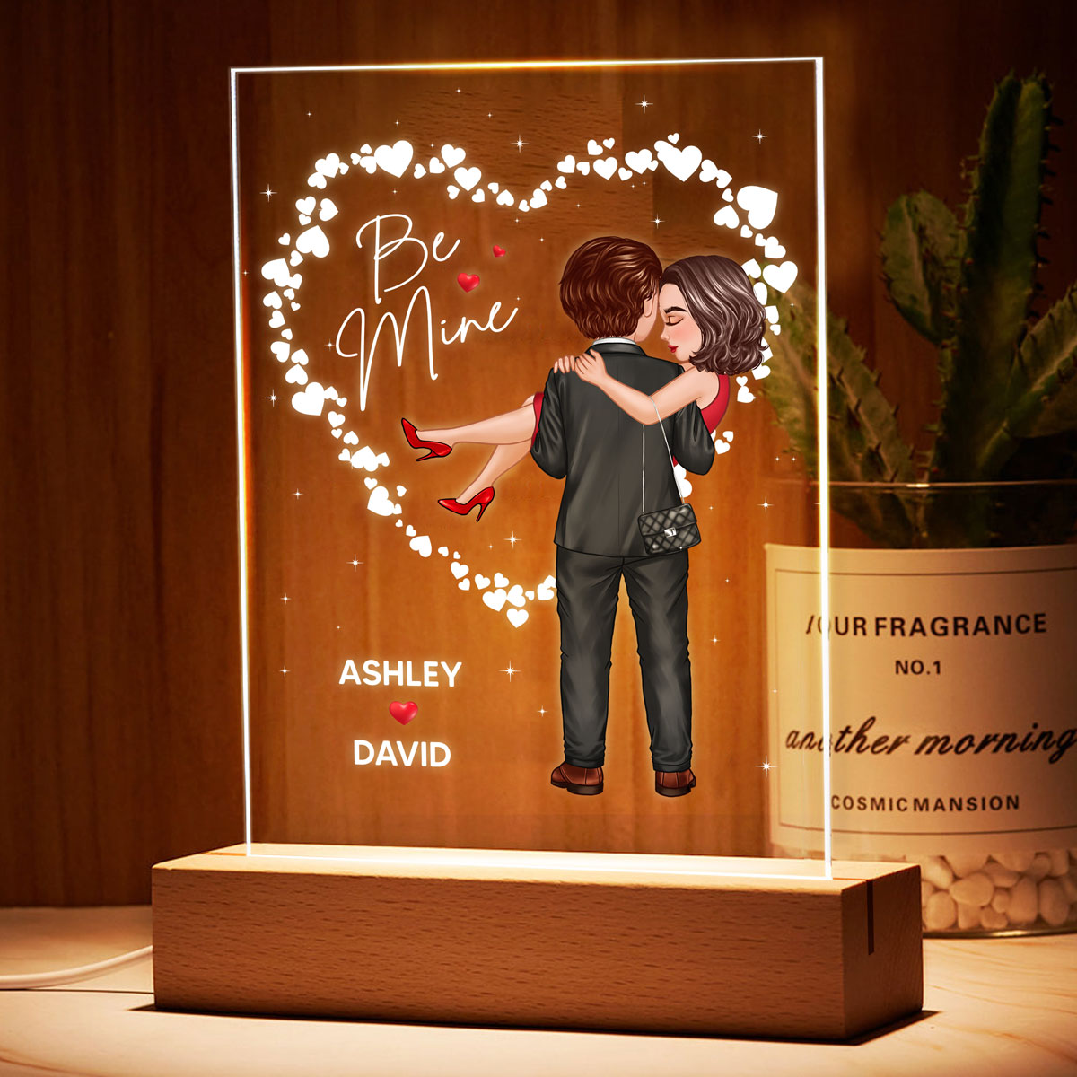 Hearts Embracing Hugging Doll Couple Personalized Acrylice LED Night Light