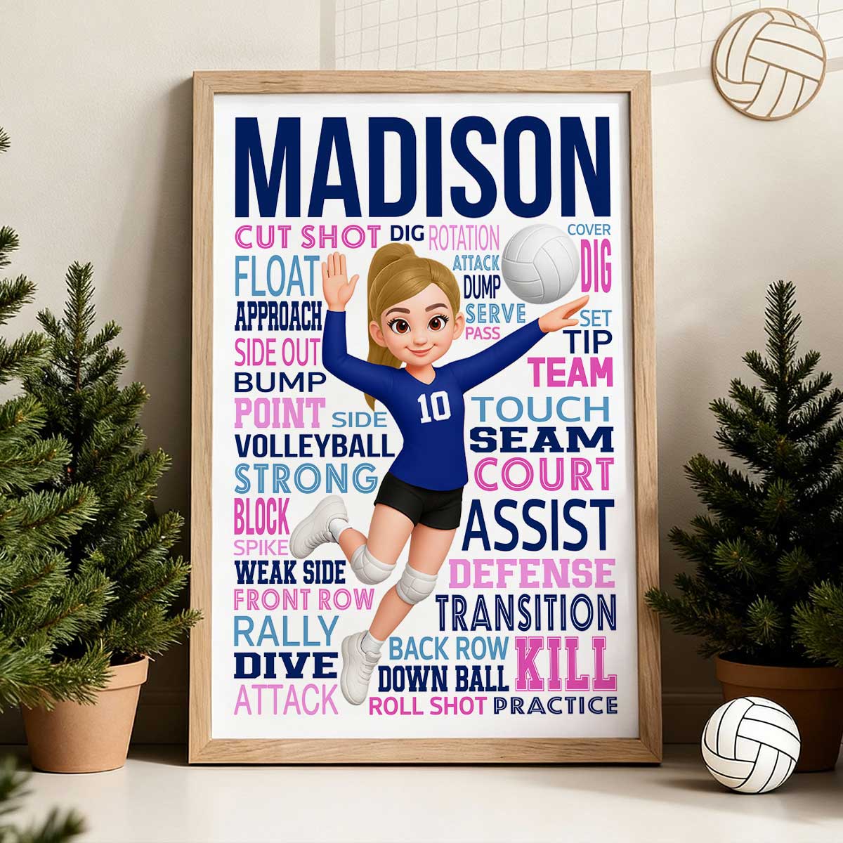 Typography Art Volleyball Player - Personalized Poster - Gift For Volleyball Lover