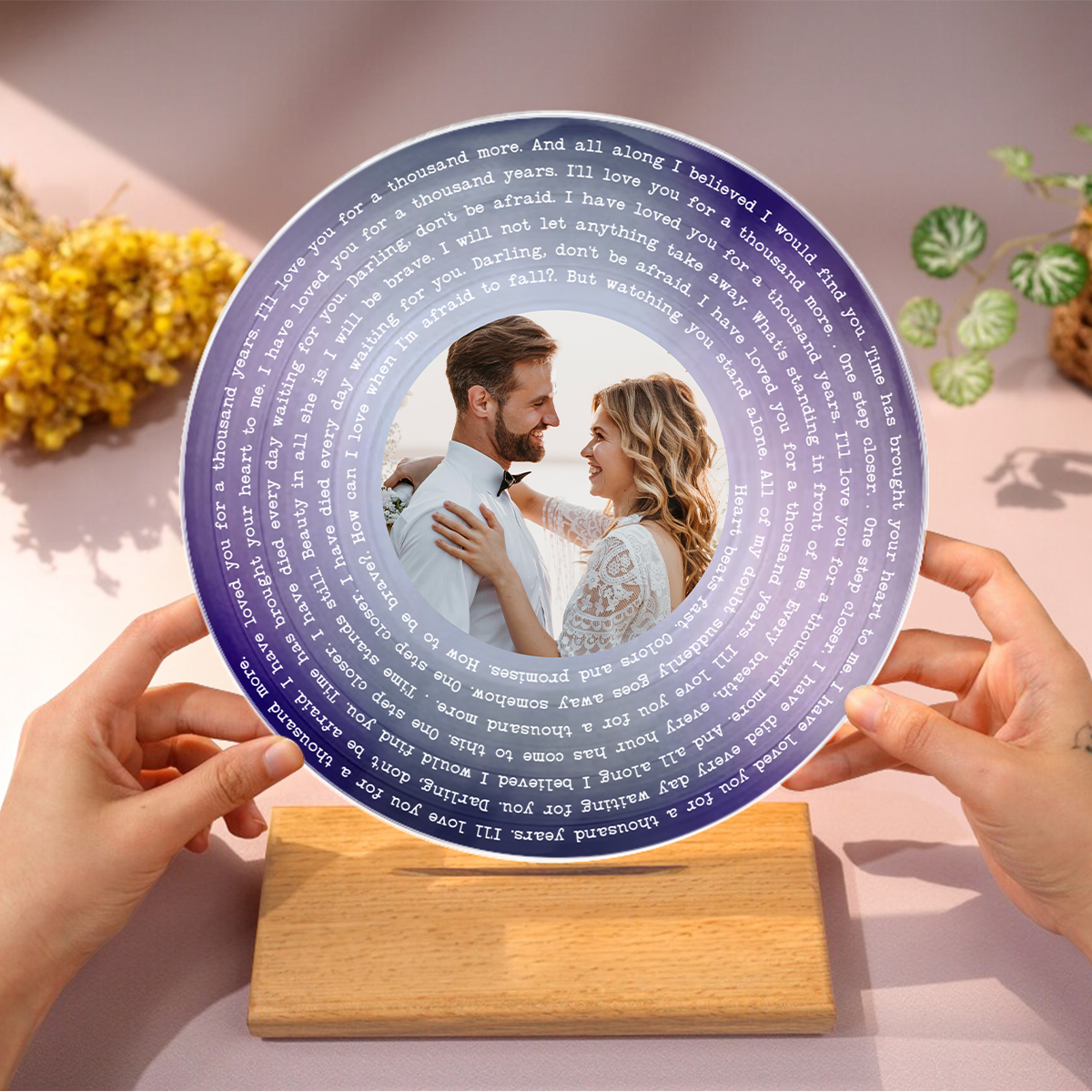 Personalized Vinyl Lyrics Record with Photo - Acrylic Song Plaque - Anniversary Wedding  Birthday Gift for Her Him