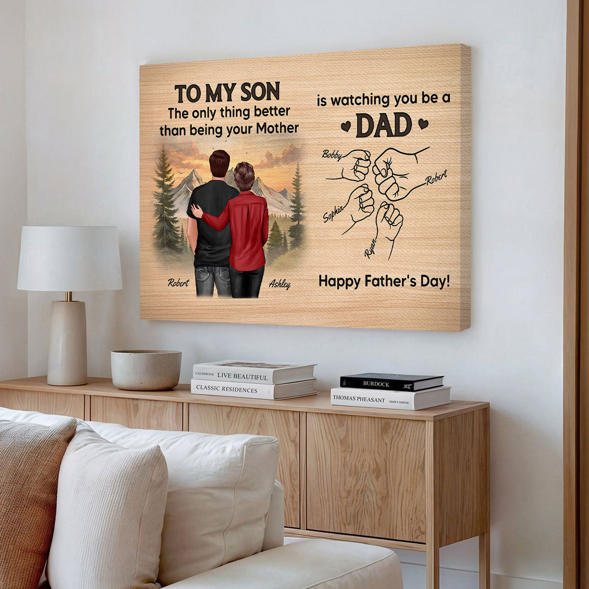 From Mom Dad To Son Watching You Be A Dad Personalized Wrapped Canvas, Gift For Son