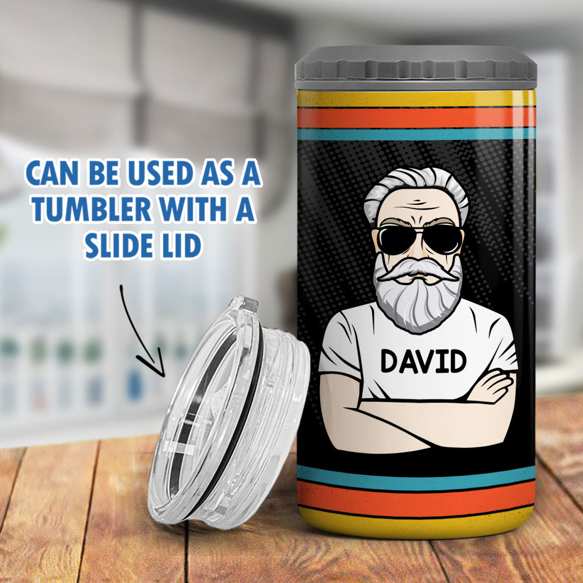 The Legend Grandpa Retro Multiple Use Personalized 4 In 1 Can Cooler