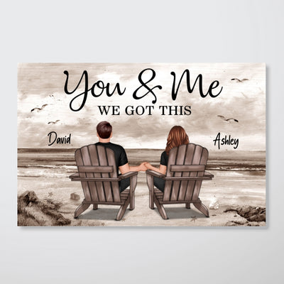 Couple Beach Landscape Retro Vintage Personalized Poster, Anniversary Gift For Couple, Husband, Wife, Dad, Mom,