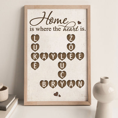 Home Is Where The Heart Is Crossword Art Puzzle Personalized Poster