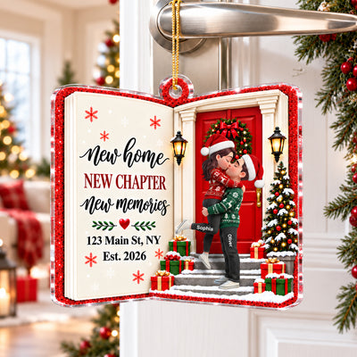 New Home New Chapter 2D Flat - Personalized Acrylic Ornament – First Christmas in Our New Home Keepsake, Housewarming Gift for Couple