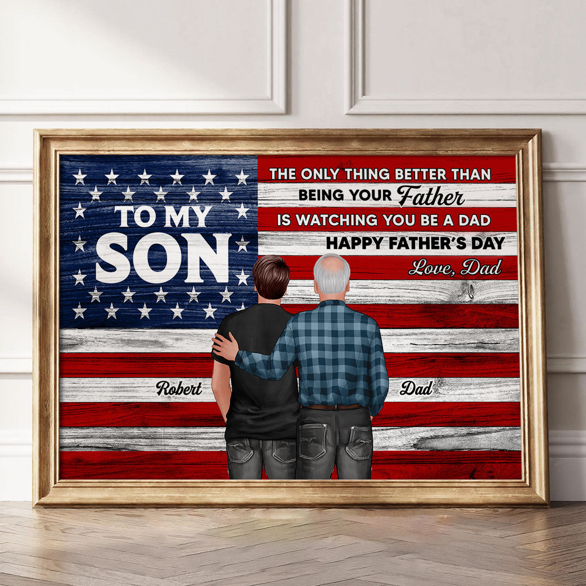 Nation Flag To My Son Happy Father's Day Personalized Poster, Heartfelt Father's Day Gift For Son