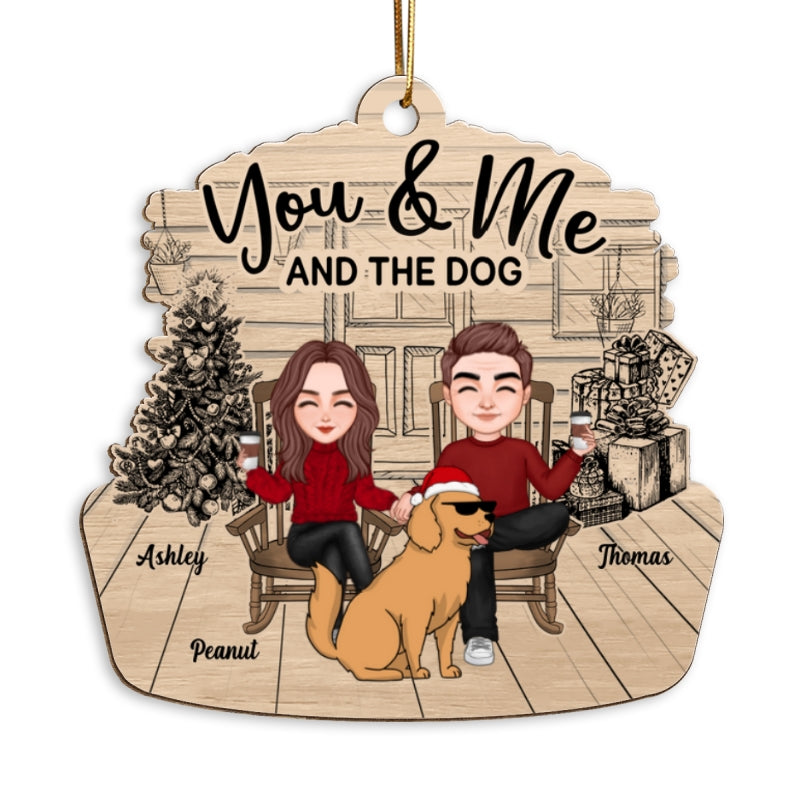 Couple And The Dogs Funny Dogs Cartoon Personalized Wooden Ornament