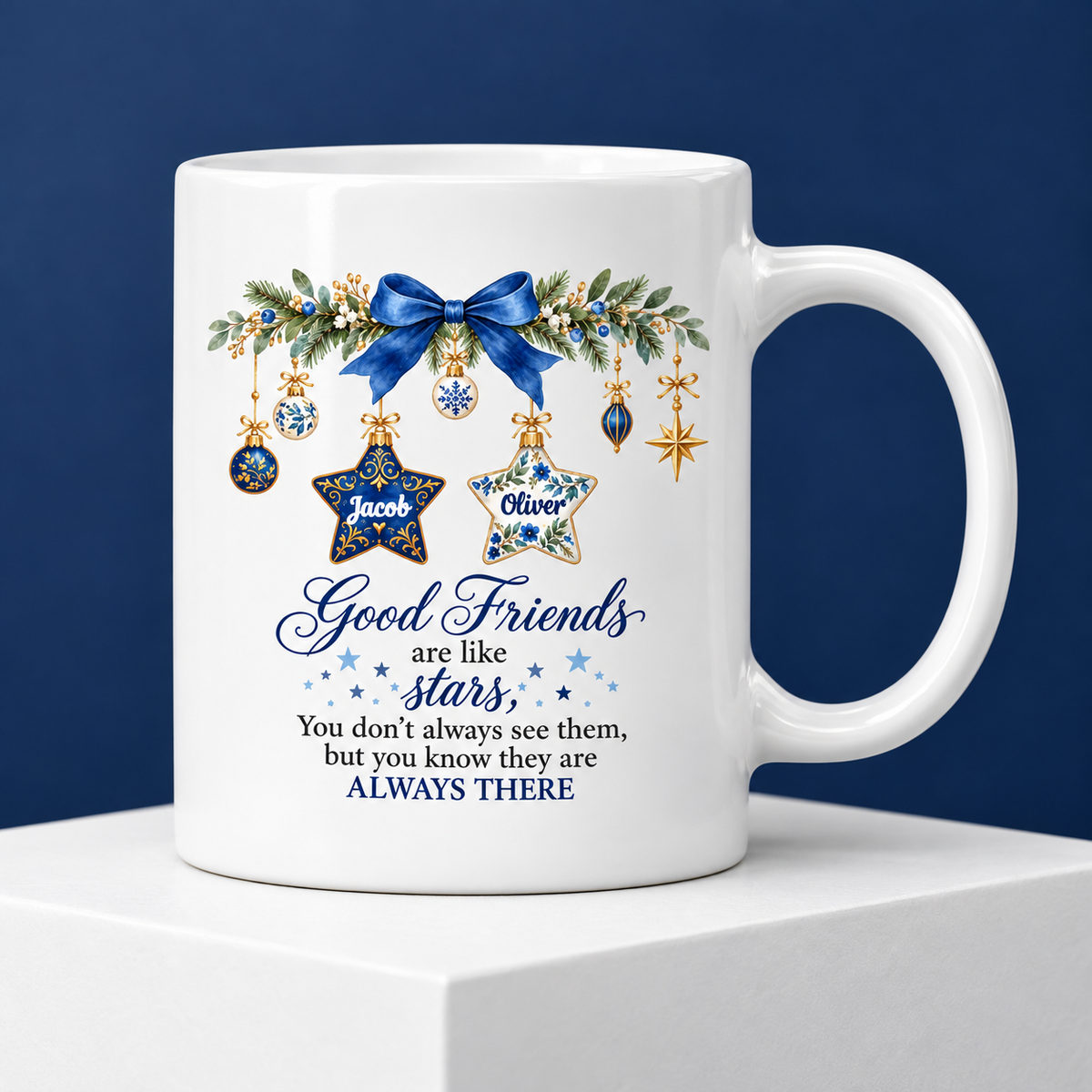 Good Friends Are Like Stars - Personalized Mug - Christmas Gift for Best Friends