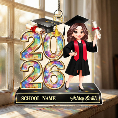 Senior Class Of 2026 2027 Graduate Keepsake 2D Flat - Personalized Acrylic Window Hanging - Graduation Gift For Daughter
