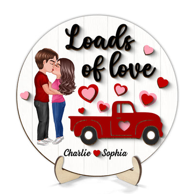 Couple Kissing Truck Loads Of Love  Gift Personalized 2-layer Wooden Plaque