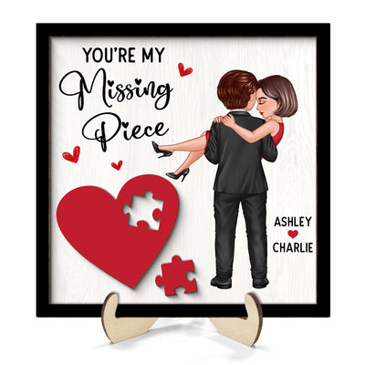 Couple Holding Red Heart Valentine‘s Day Gift For Her Gift For Him Personalized 2-Layer Wooden Plaque, Valentine‘s Day Gift For Him, For Her