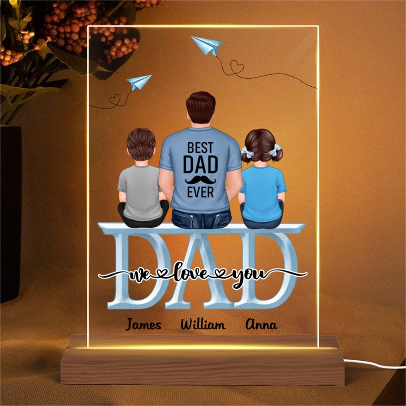 Dad Grandpa And Kids On Text Personalized Acrylic LED Night Light