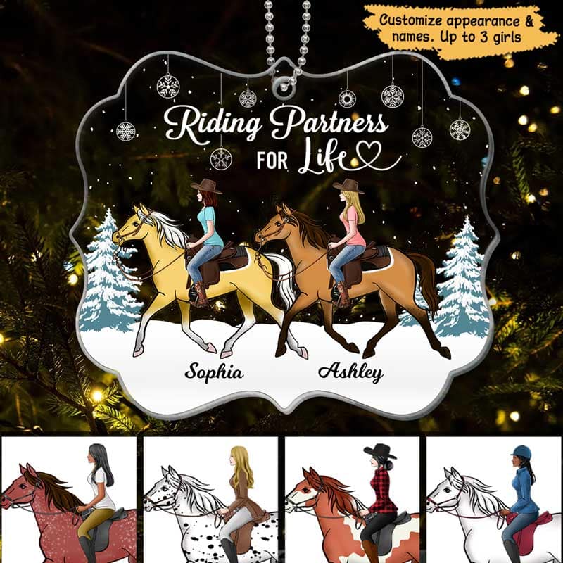 Riding Partners For Life Horses Besties Personalized Acrylic Ornament