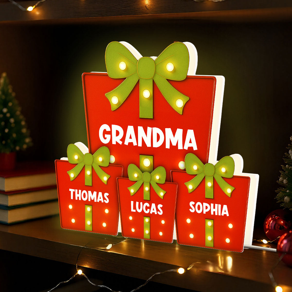 Christmas Grandma's Favorite Gifts Custom Kids Names Christmas Personalized LED Light Box