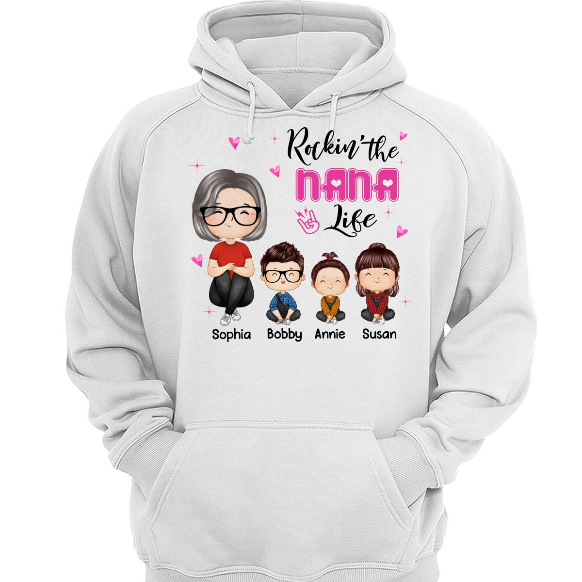 Rockin‘ Grandma Life Doll Grandma Grandkids Watercolor Style Personalized Shirt