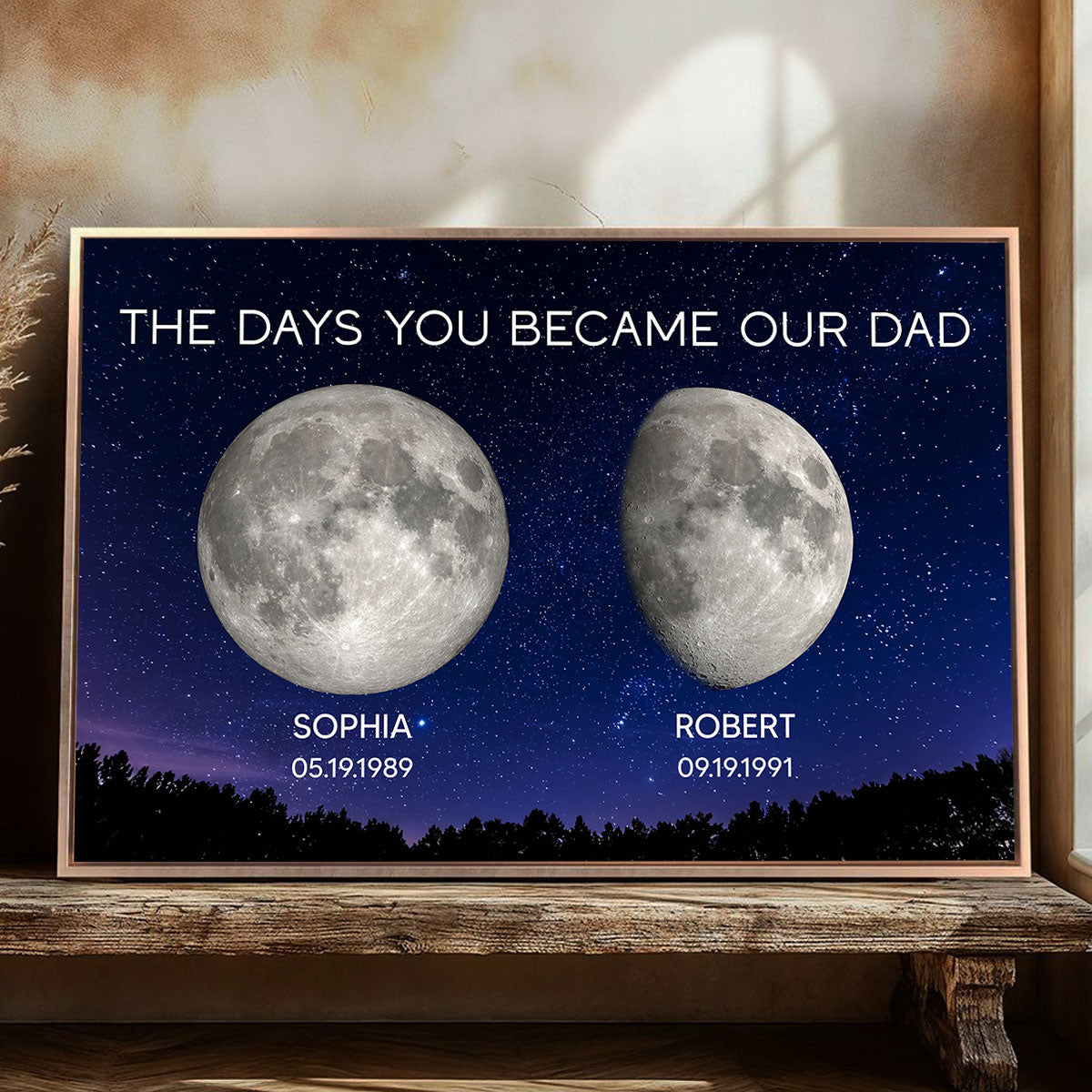 Galaxy Night Custom Birth Moon Phase The Days You Became Our Dad Personalized Poster| Heartfelt Father's Day Gift For Dad, Husband