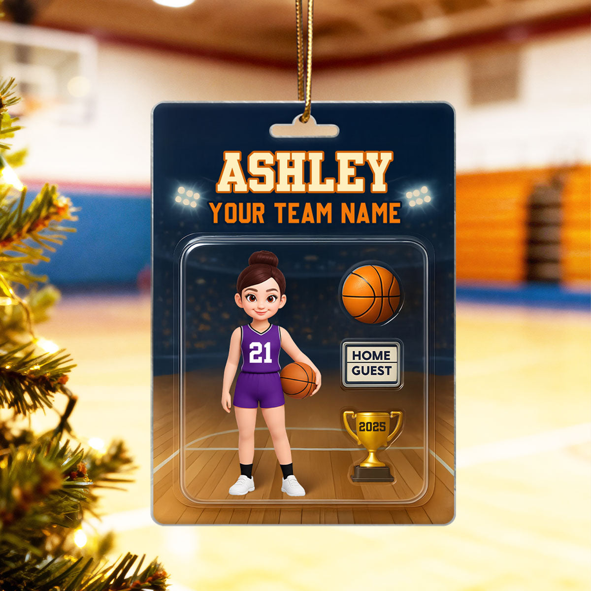 Basketball Player Custom Figure 3D Effect - Personalized Acrylic Ornament - Christmas Gift for Son, Daughter, Grandkids