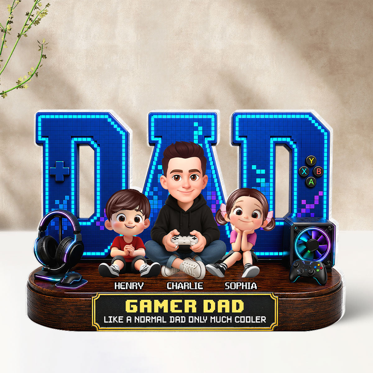 Gamer Dad Much Cooler - Personalized Acrylic Block Plaque - Father's Day Gift For Dad, Husband, Gamers