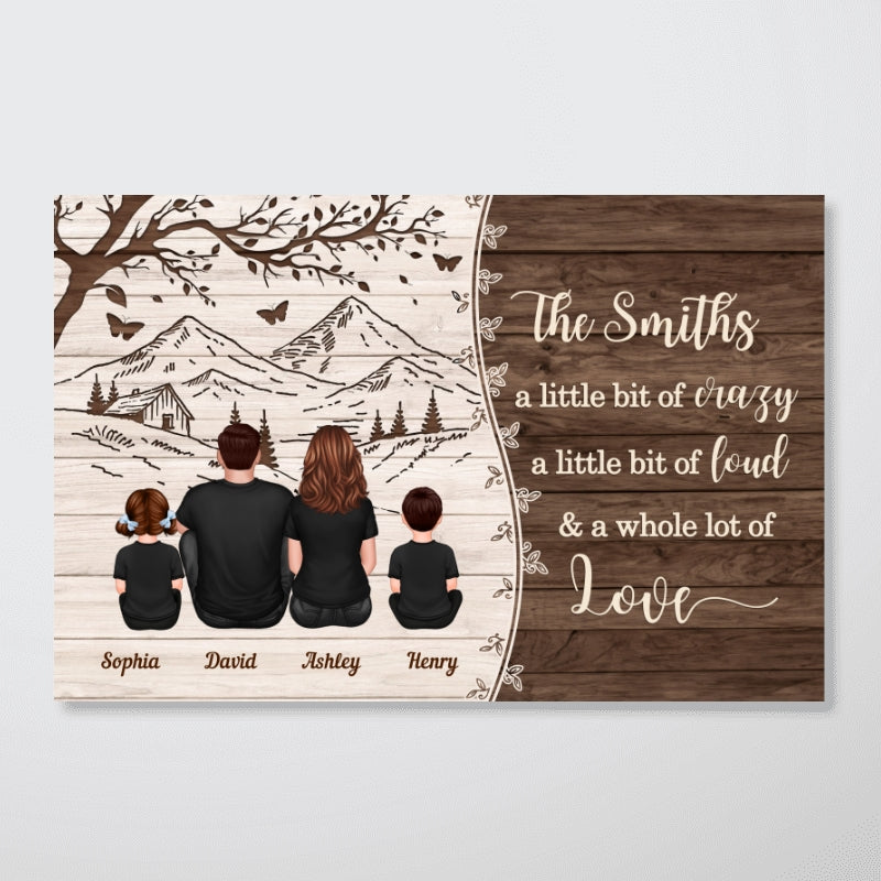 Woods Pallet Mountain Tree Family Back View Personalized Poster