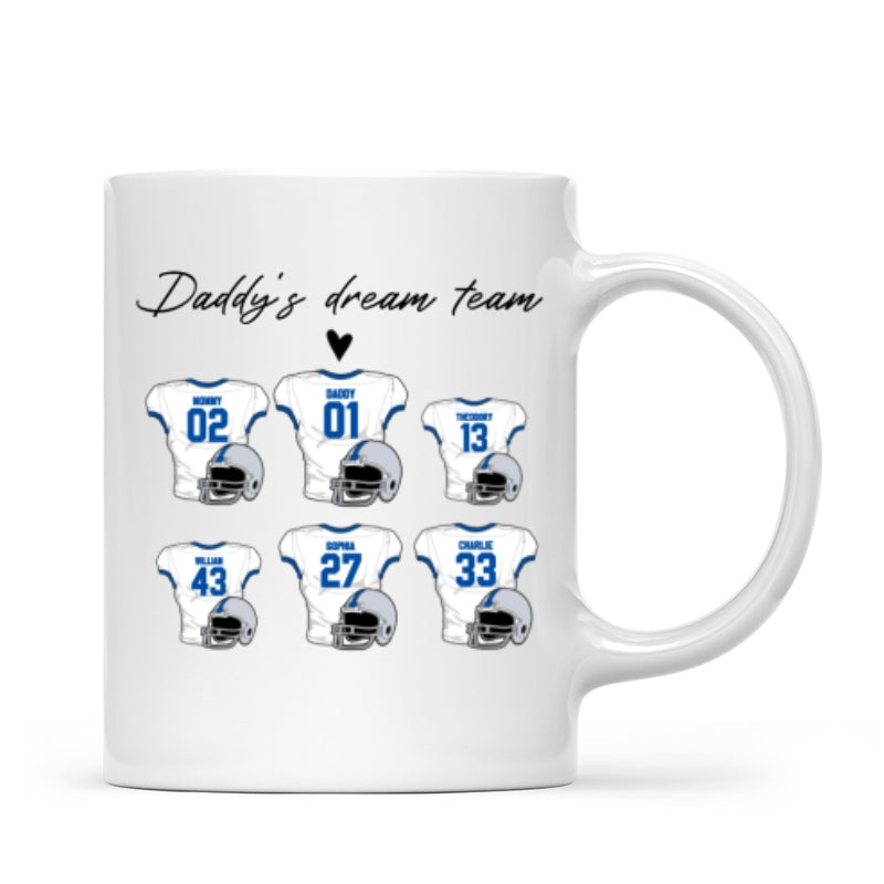 Daddy‘s Dream Team American Football Personalized Mug