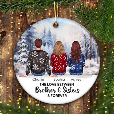 Personalized Siblings Christmas Winter Scene Ornament, Personalized Brothers and Sisters Ornament, Siblings Gift