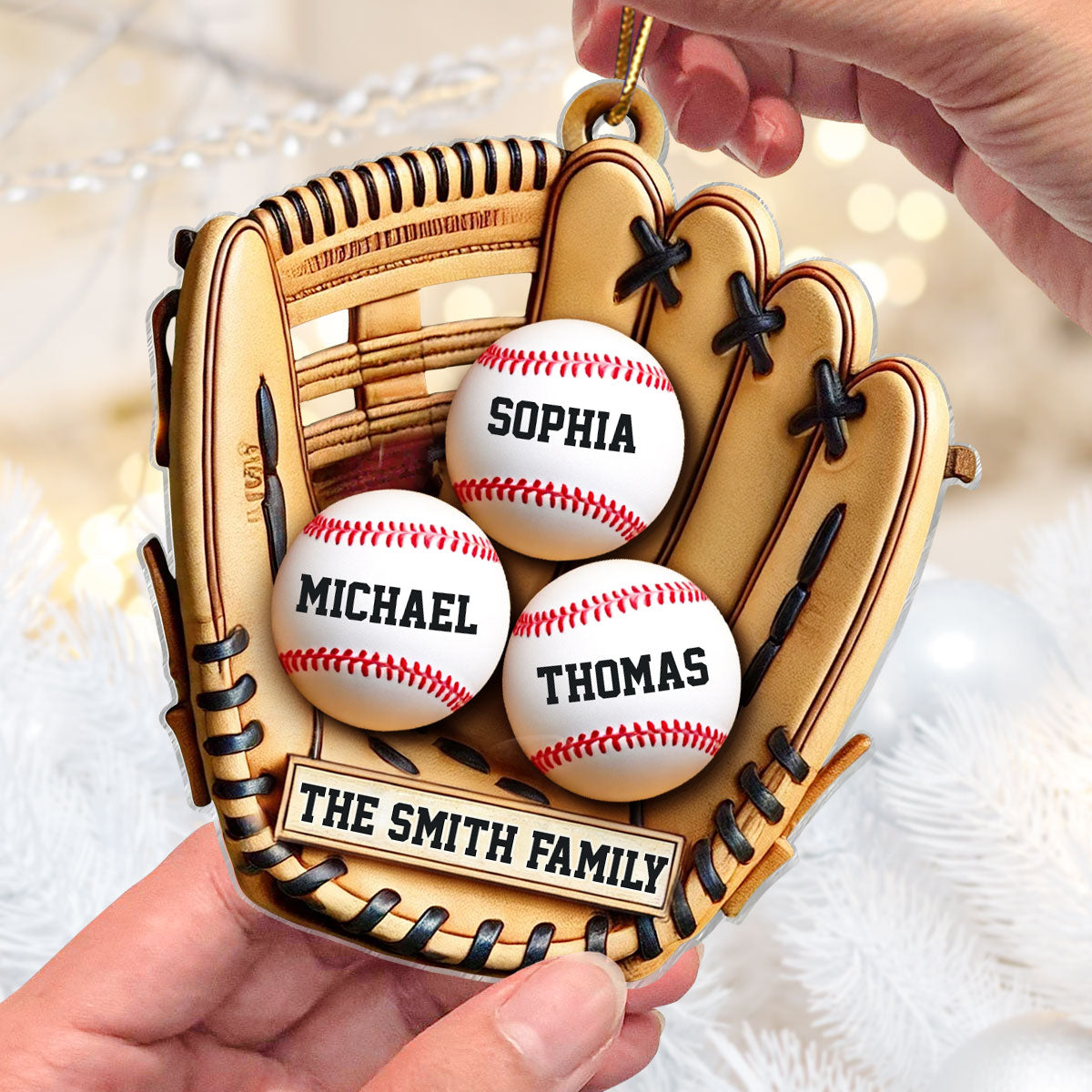 Baseball Family Glove 3D Effect Sport Lover Personalized Acrylic Ornament