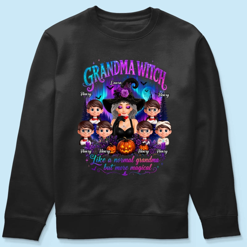 Grandma Witch More Magical Neon Light - Personalized Shirt - Trendy Halloween Tee for Grandma