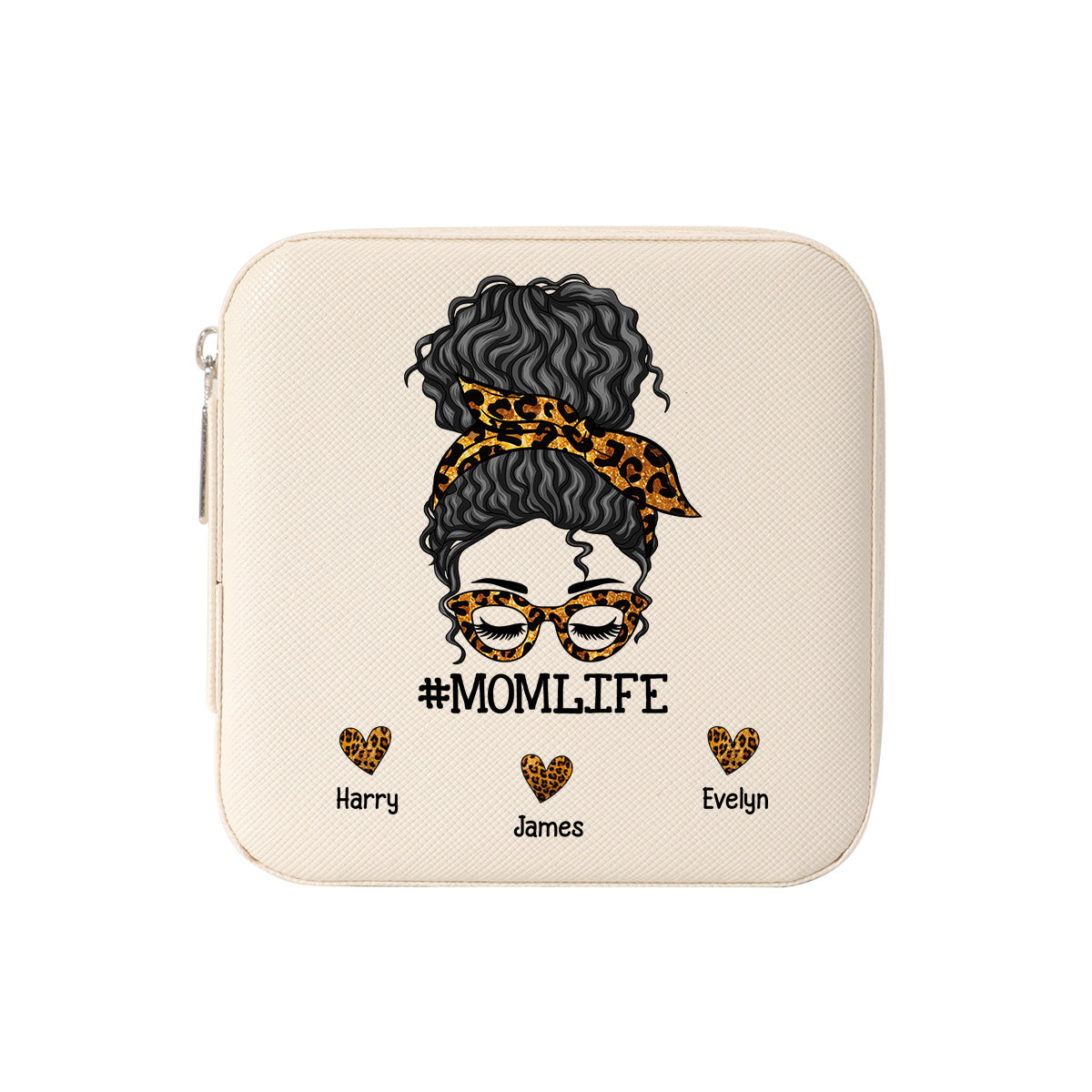 Mom Life Messy Bun Personalized Jewelry Box, Gift For Mom, Grandma