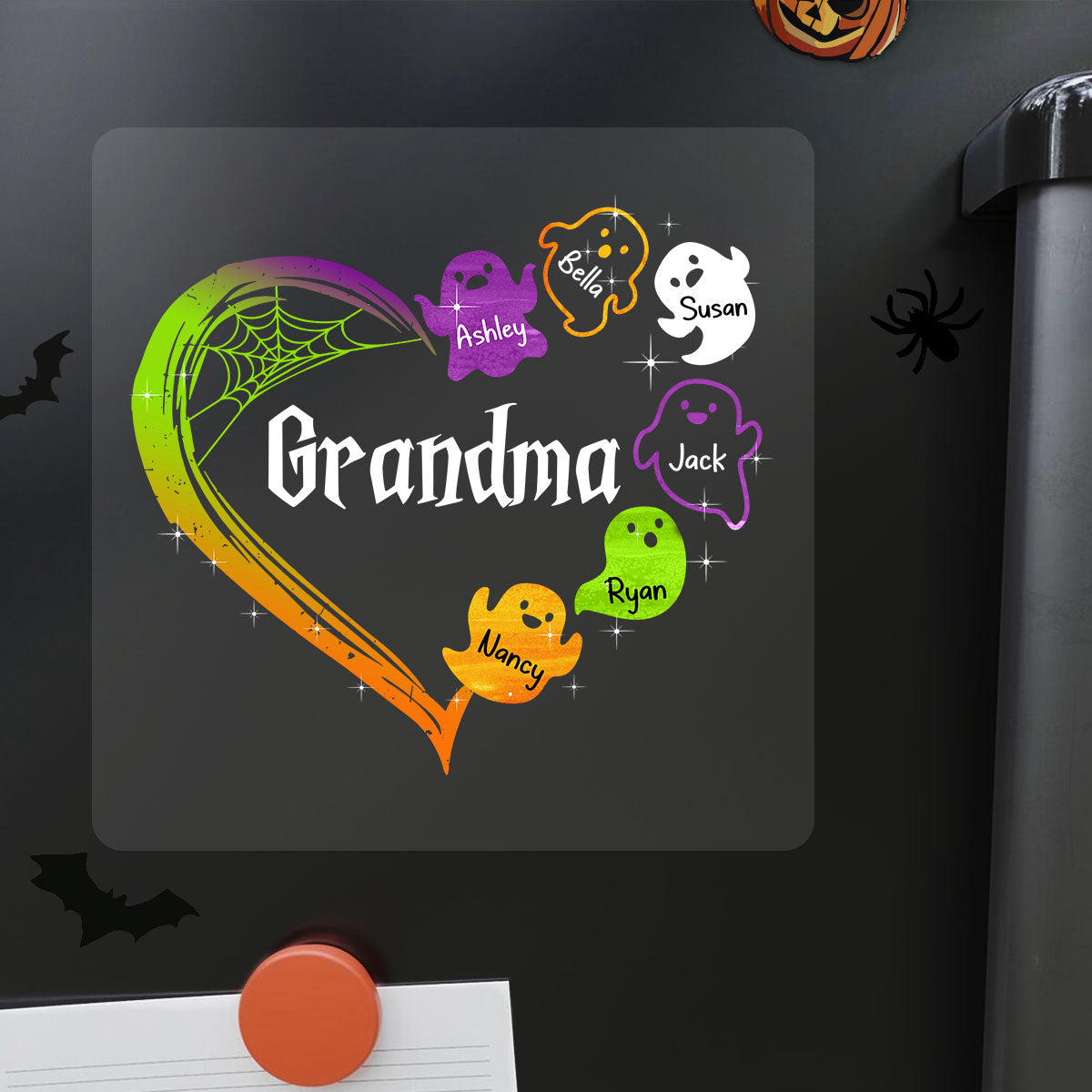 Grandma Boo Crew Heart Halloween Personalized Decal, Halloween Decor
