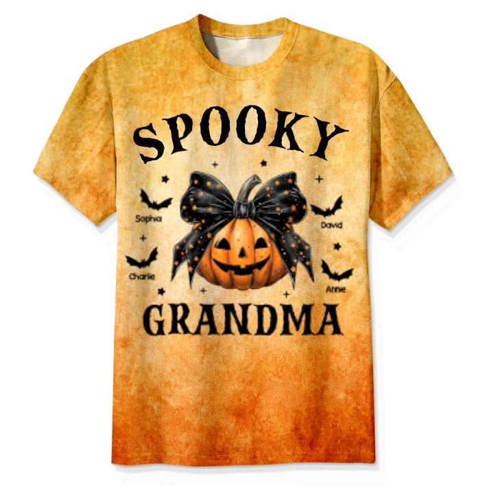 Fall Season Halloween Spooky Grandma Pumpkins Personalized 3D Shirt