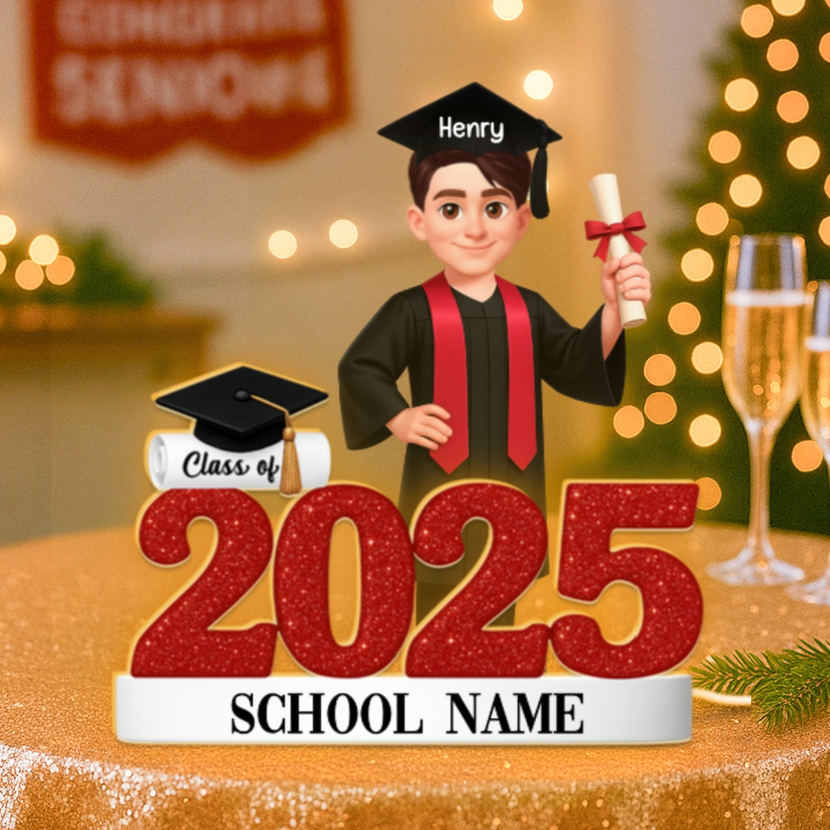 Class Of 2025 2026 3D Effect Senior - Personalized Light Box - Christmas Gift For Senior