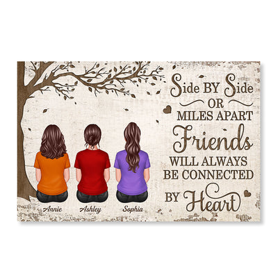 Back View Best Friends Man Woman Sitting Under Tree Personalized Horizontal Poster