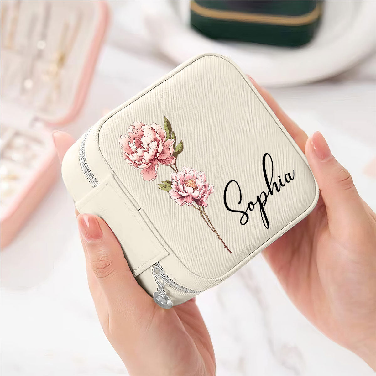 Woman Birth Month Flower Personalized Jewelry Box, Birthday Gift, Gift For Mom, Grandma