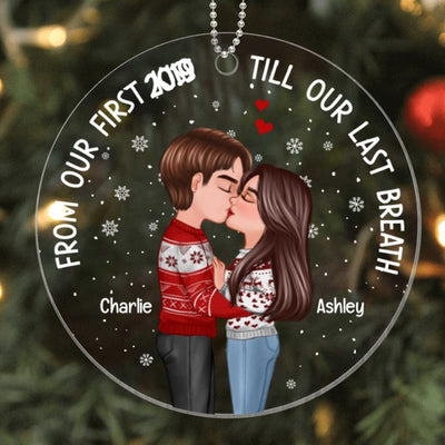 Doll Couple Kissing In Snow Personalized Acrylic Ornament