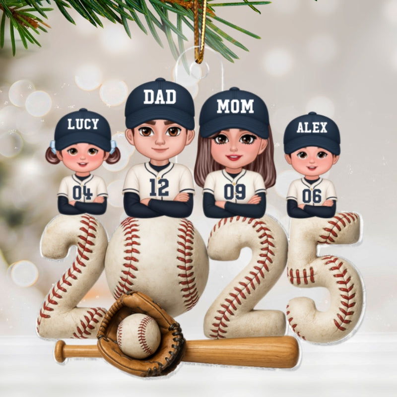3D Effect Christmas Baseball Family Together We're A Team - Personalized Acrylic Ornament - Gift For Family
