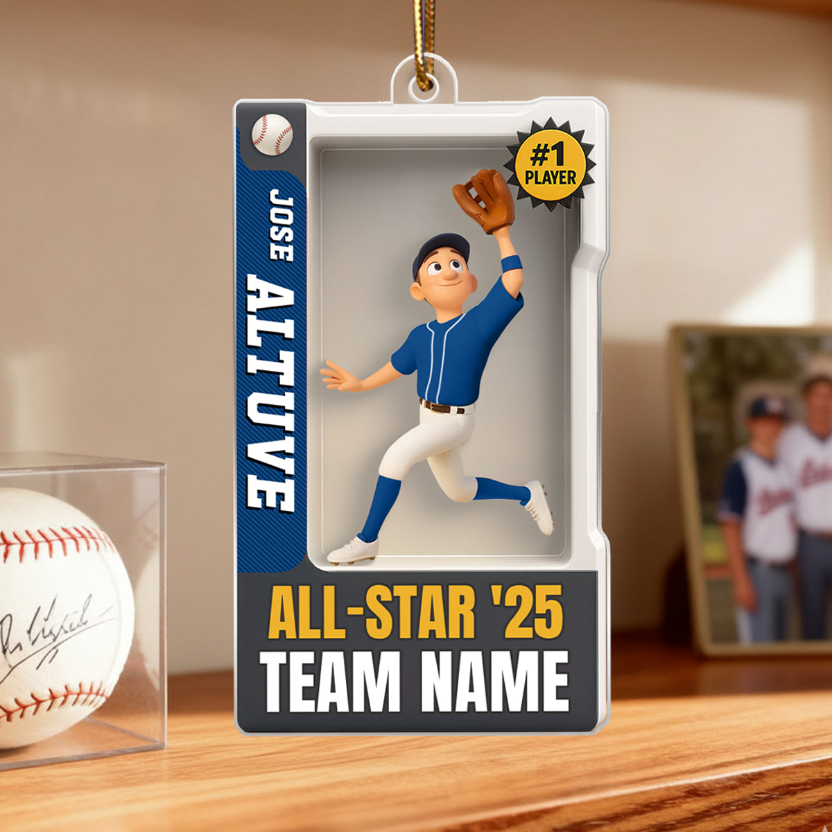 Baseball Player 3D Effect Action Figure - Personalized Acrylic Ornament - Christmas Gift for Son, Grandson