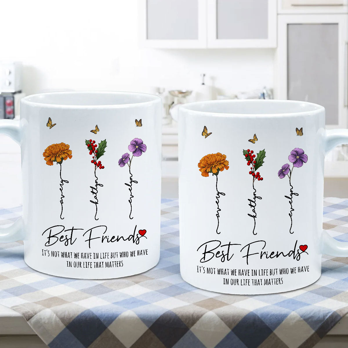 Who We Have In Our Life That Matters Birth Month Flowers Personalized Mug, Gift For Besties, Sisters
