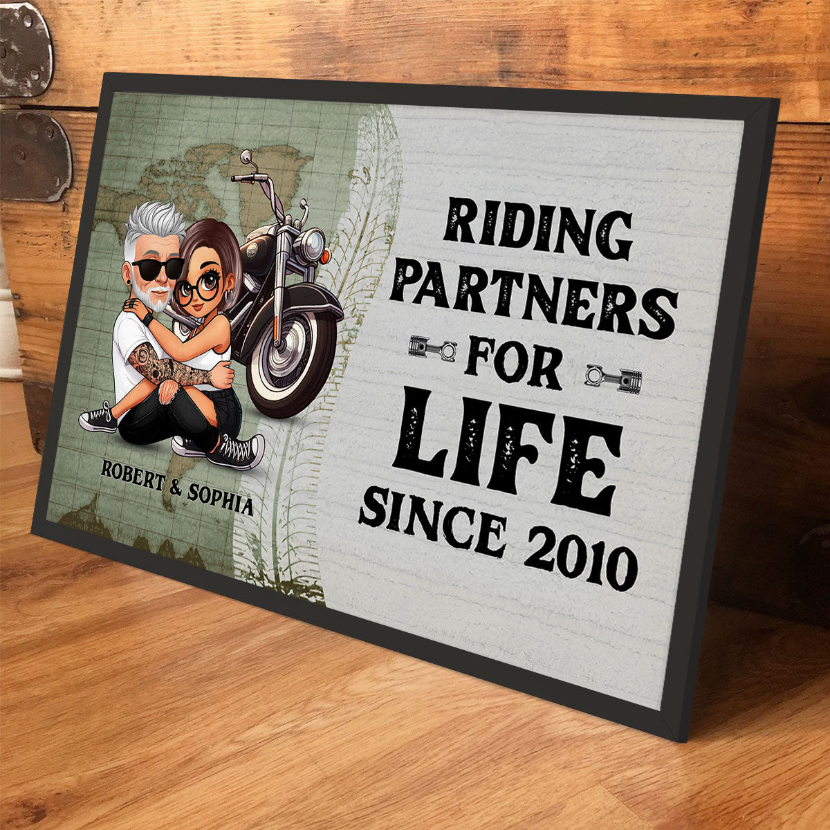 Riding Partners for Life Biker Couple Personalized Poster, Birthday, Anniversary Gift for him, Gift for her