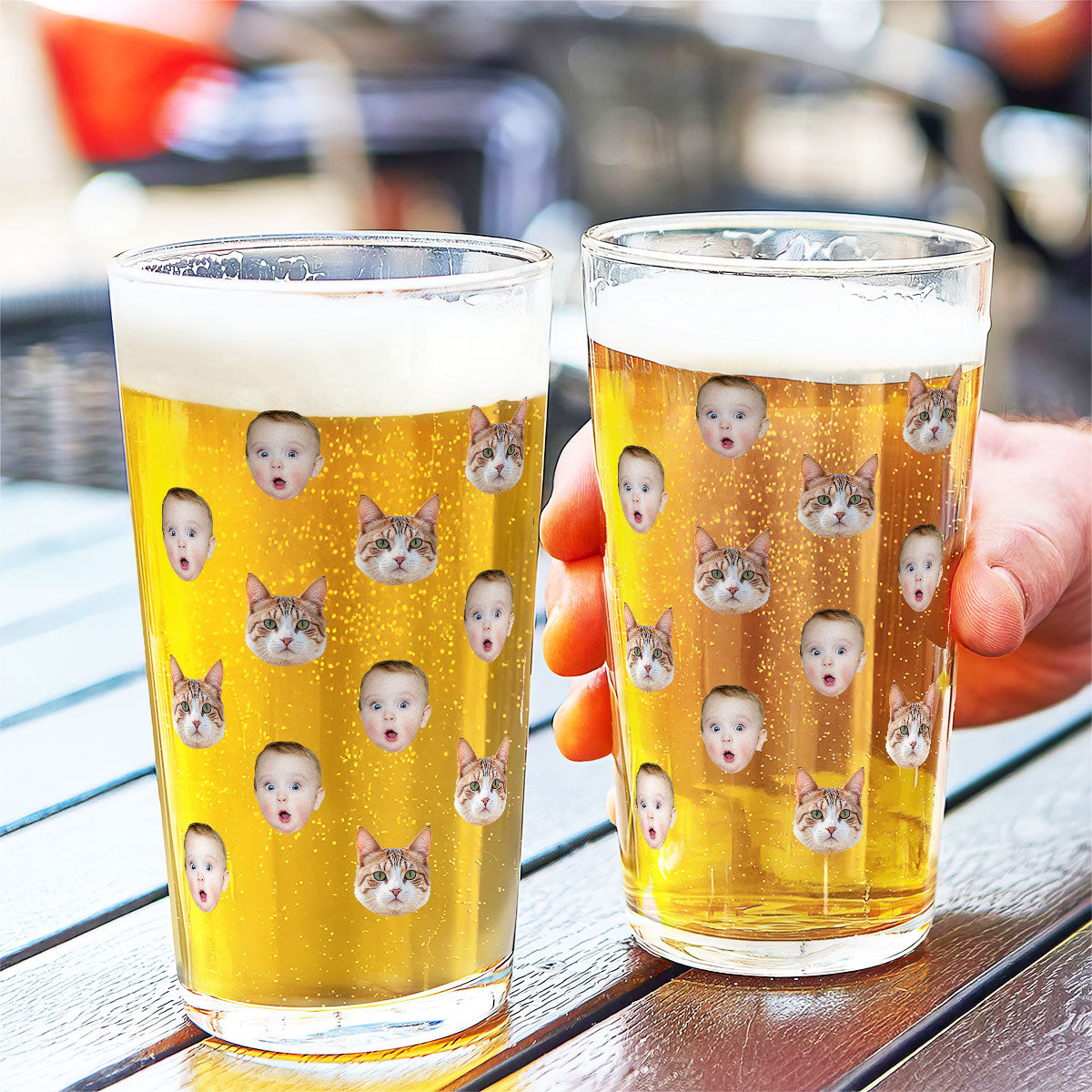 Custom Face Photo Personalized Beer Glass, Funny Gift For Dad, Unique Father's Day Gift