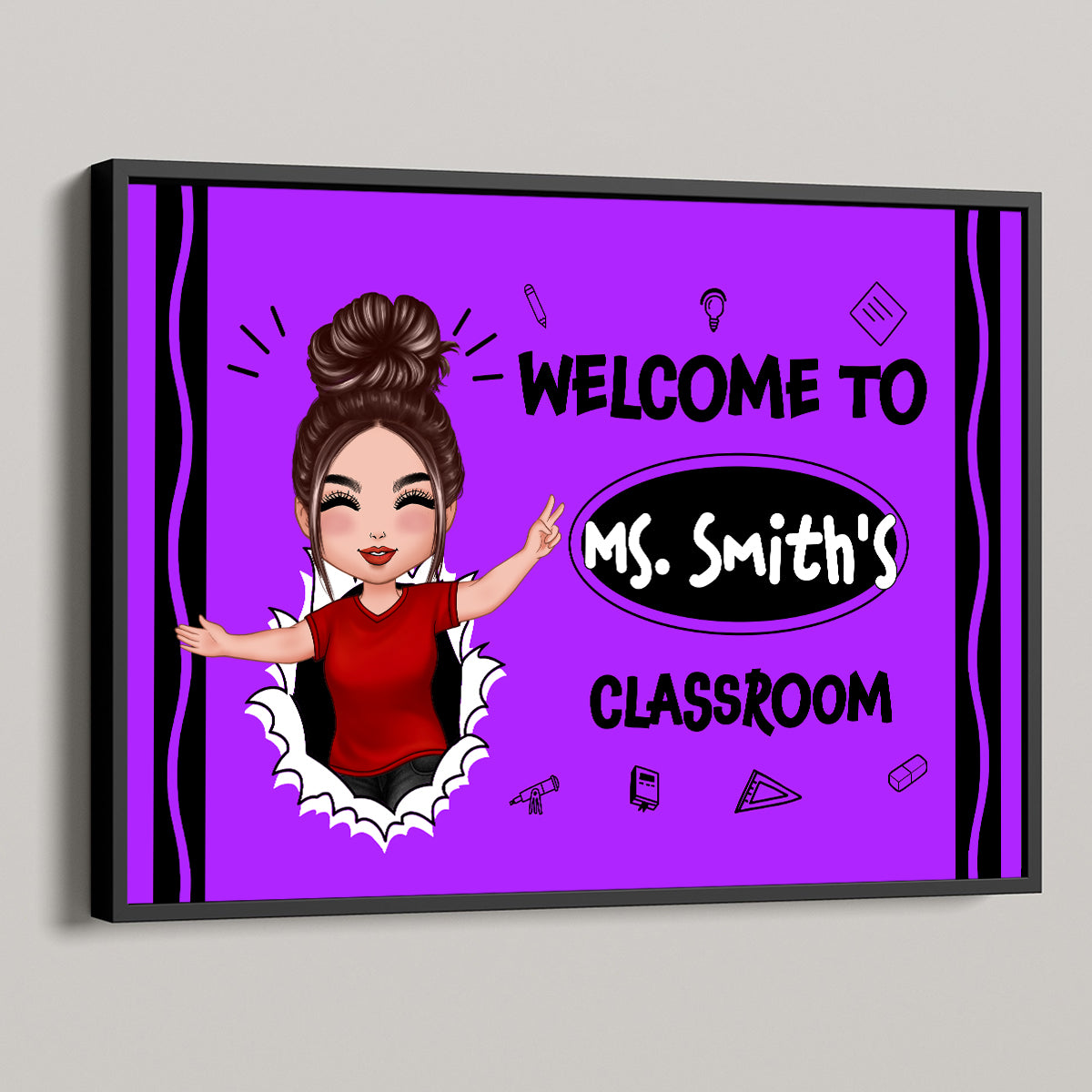 Welcome To My Class Happy Teacher Crayon Theme Personalized Poster, Classroom Decor, Back To School Gift
